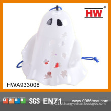 Fantasma de plástico engraçado com luzes coloridas Halloween Props (bateria incluída)